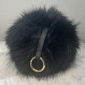 Black Fur Charm Puff Ball